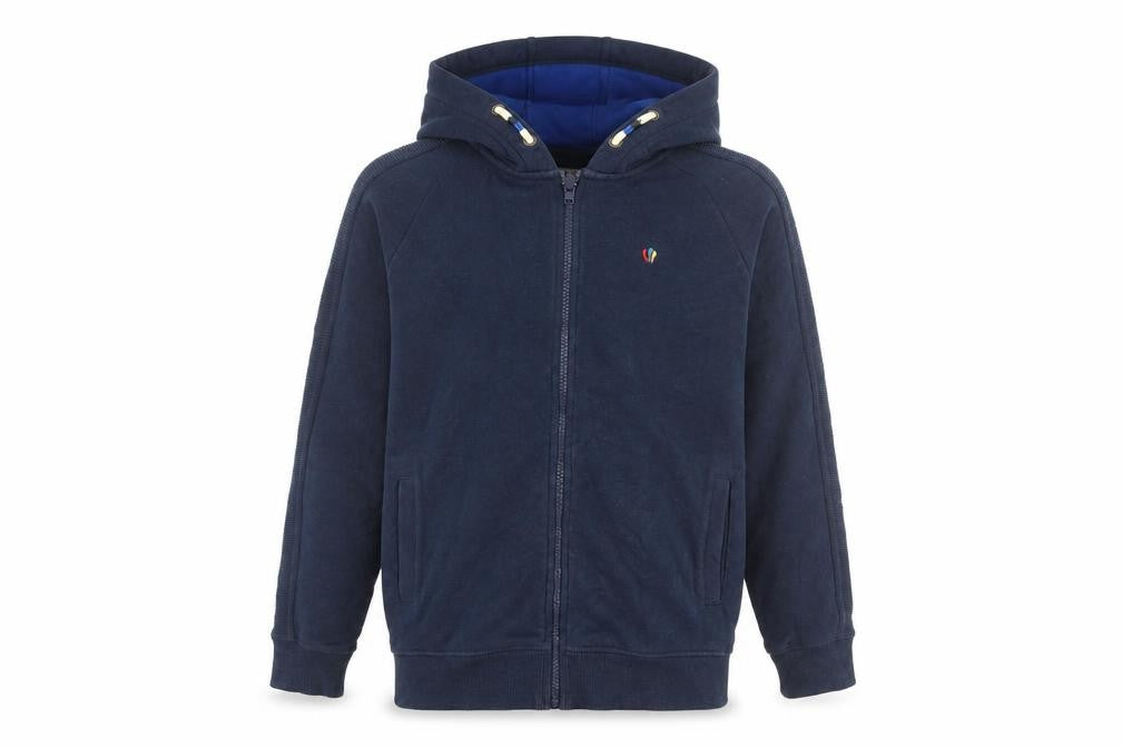 Front view of FatFace boys’ blue full zip hoodie 12/13, comfortable & stylish