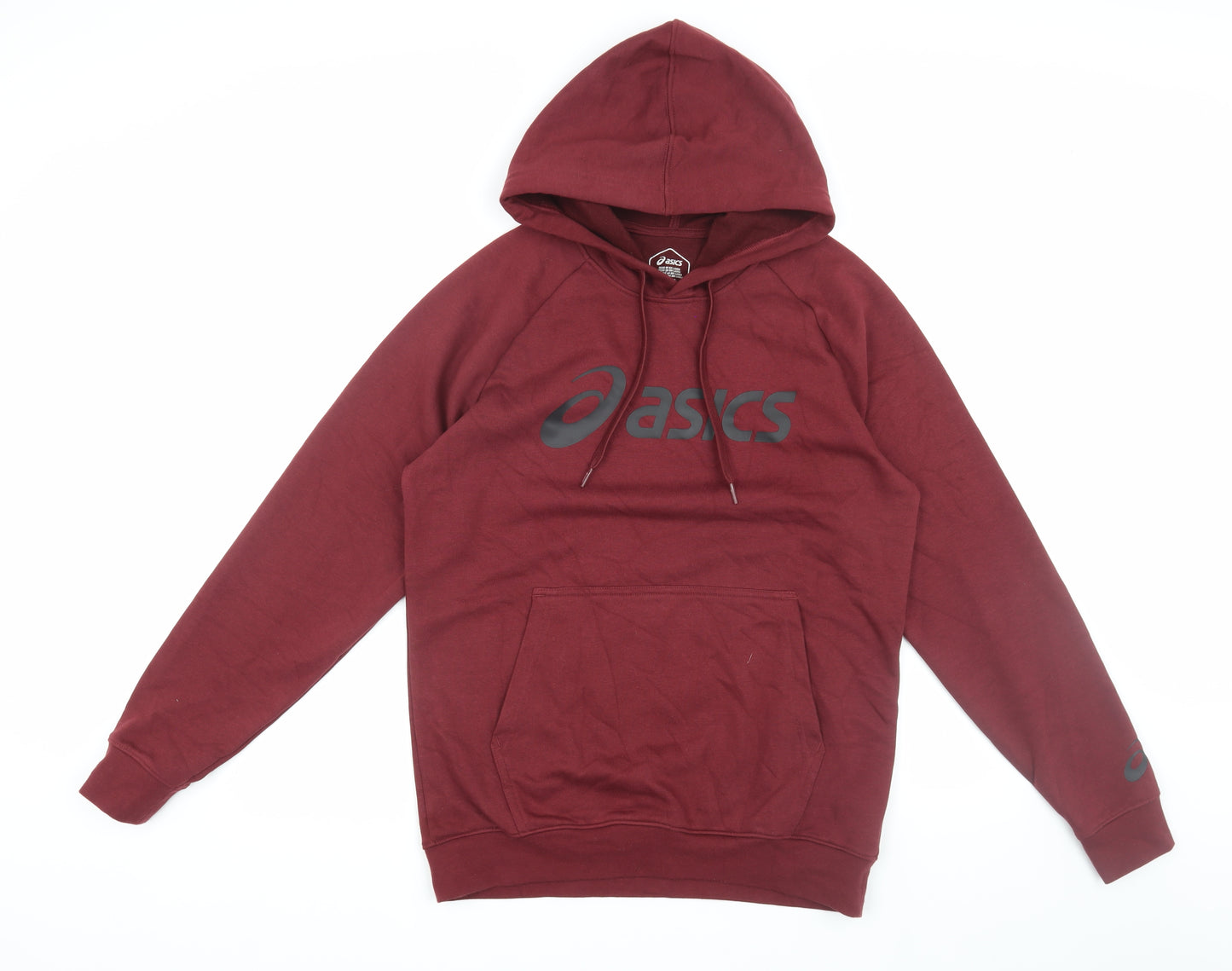 Asics Men's Red Pullover Hoodie M with Logo and Hood