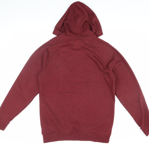 Asics Men's Red Pullover Hoodie M with Logo and Hood