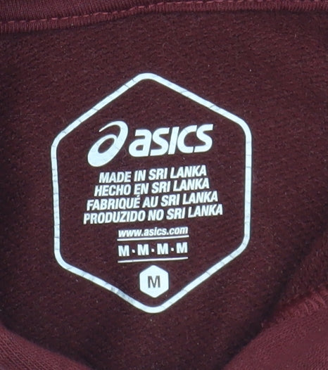 Asics Men's Red Pullover Hoodie M with Logo and Hood