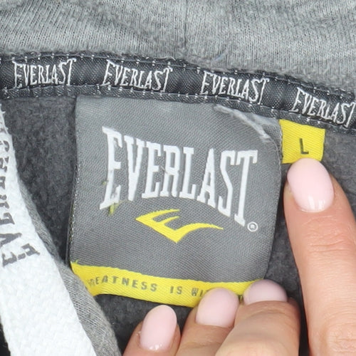 Everlast Men's Grey Hoodie L Pullover Fleece Logo