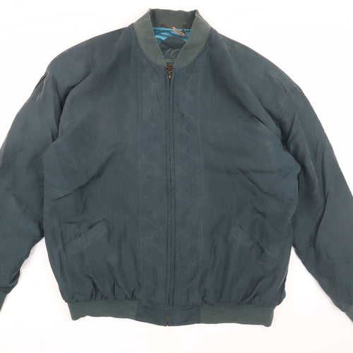 Gabicci Men's Green Silk Bomber Jacket - Lined Size L