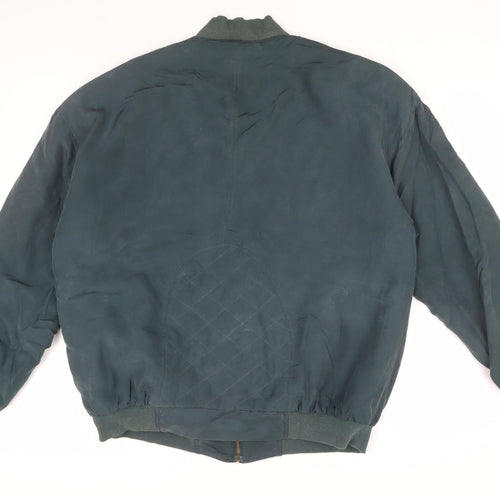 Gabicci Men's Green Silk Bomber Jacket - Lined Size L