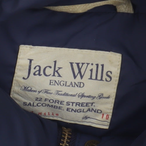 Jack Wills Women's Blue Puffer Waistcoat Size 10