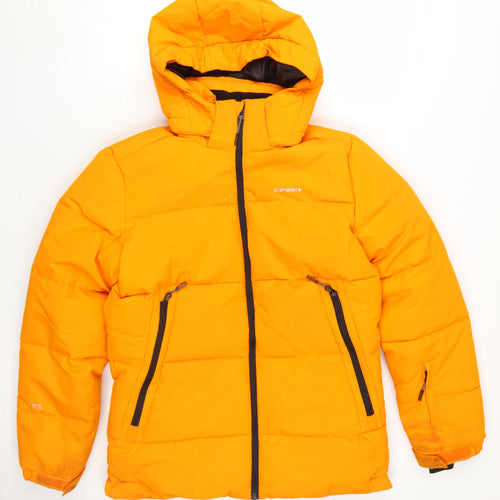Icepeak Men's Orange Puffer Jacket Size 176, Hooded, Casual