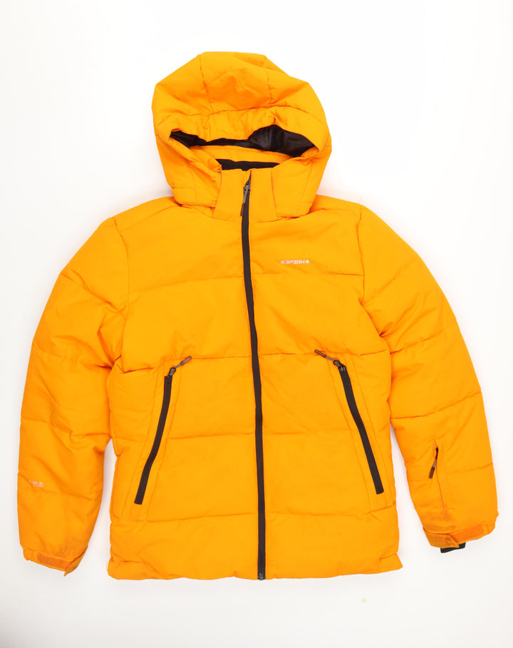 Icepeak Men's Orange Puffer Jacket Size 176, Hooded, Casual