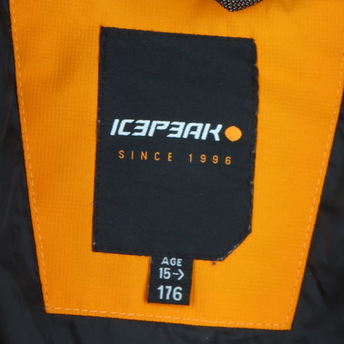 Icepeak Men's Orange Puffer Jacket Size 176, Hooded, Casual
