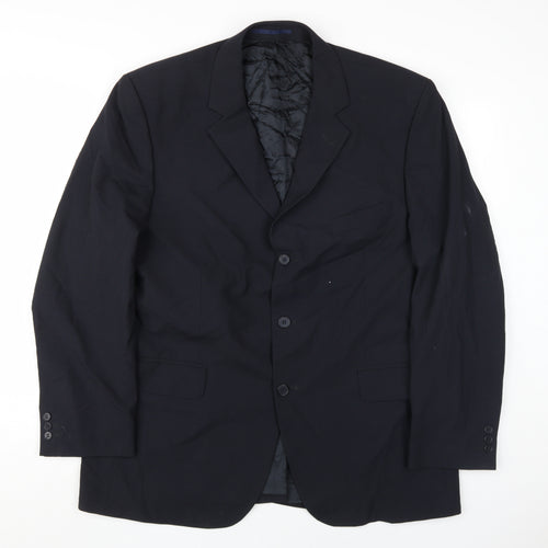 Sovereign Men's Black Blazer 44 Regular Wool Blend