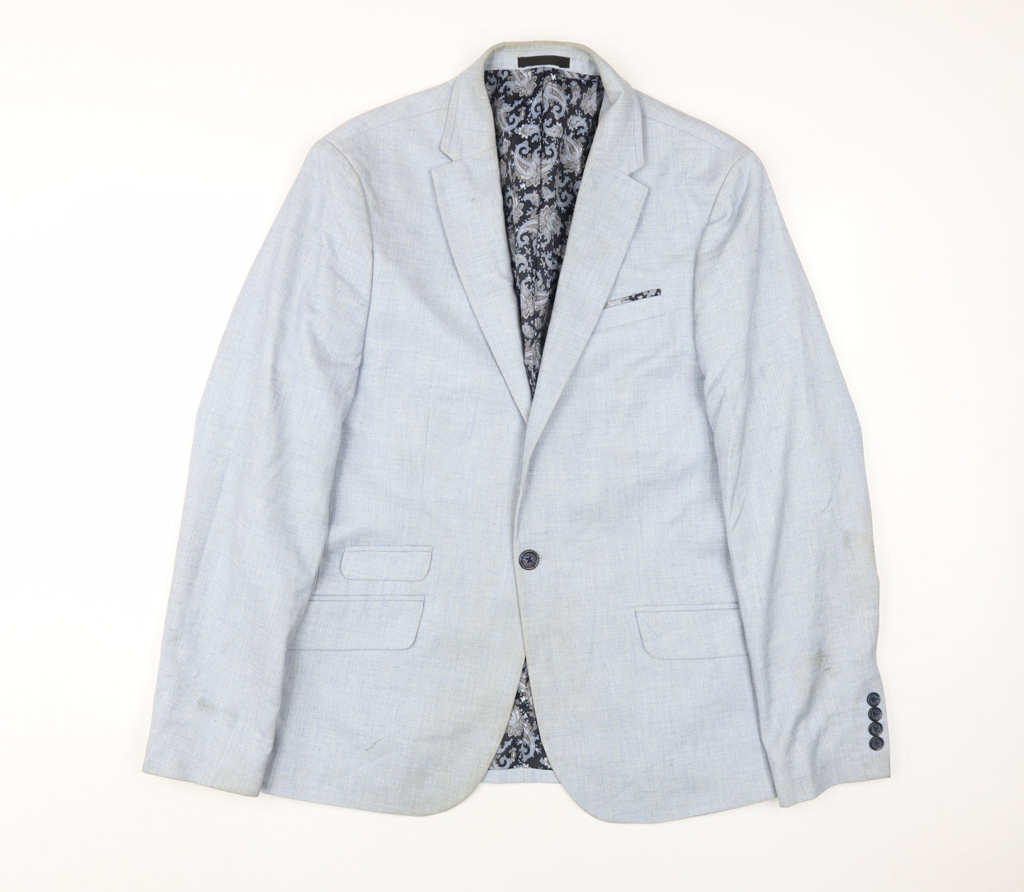 Villain Men's Blue Slim Fit Blazer, Size 44R