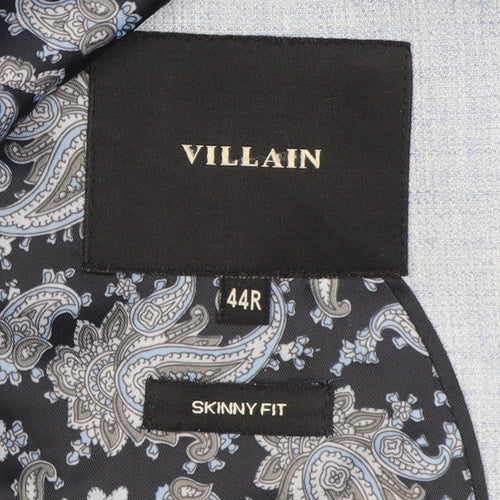 Villain Men's Blue Slim Fit Blazer, Size 44R