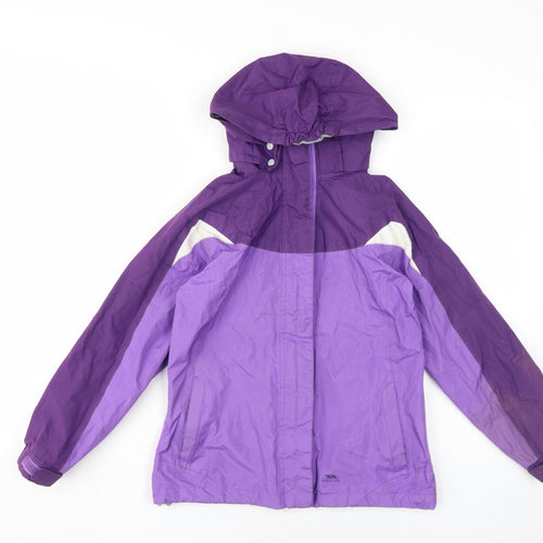 Trespass Girls Purple Parka Jacket 9-10 Years Waterproof