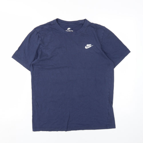 Nike Men's Blue Cotton Crew Neck T-Shirt, Size S