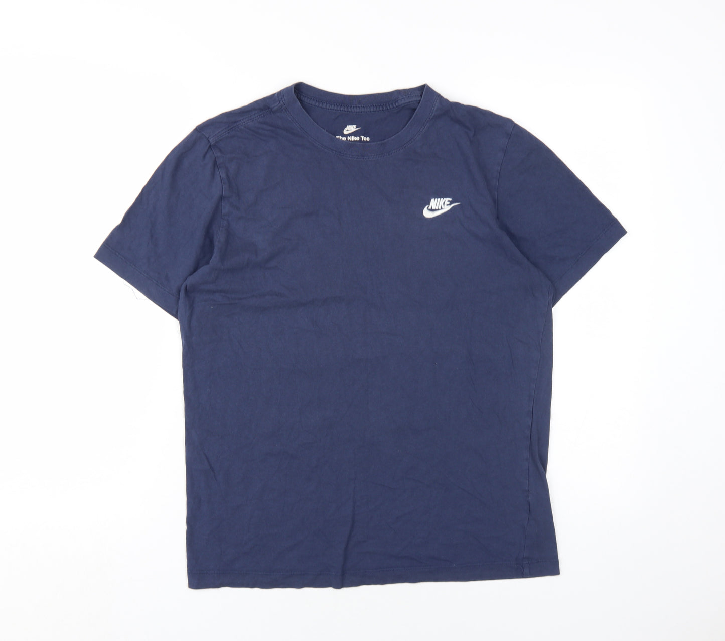 Nike Men's Blue Cotton Crew Neck T-Shirt, Size S
