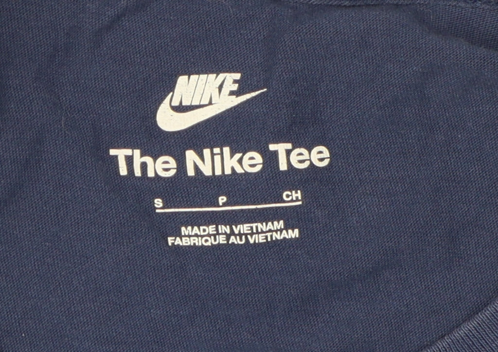 Nike Men's Blue Cotton Crew Neck T-Shirt, Size S