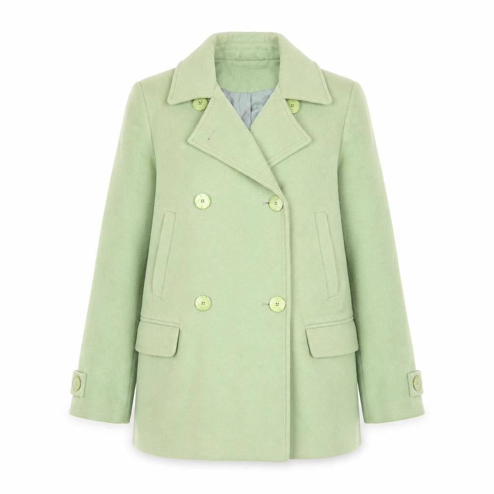 Front view of Damsel in a Dress Women's Green Pea Coat, size 10