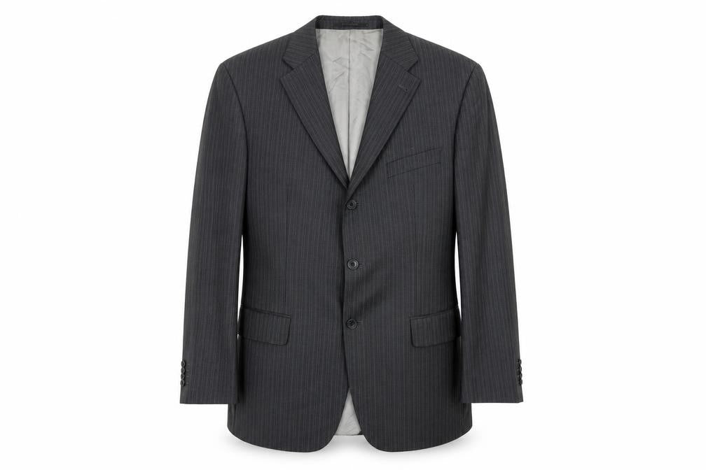 Front view of Reda Men's Grey Pinstripe Blazer 54 Classic Style