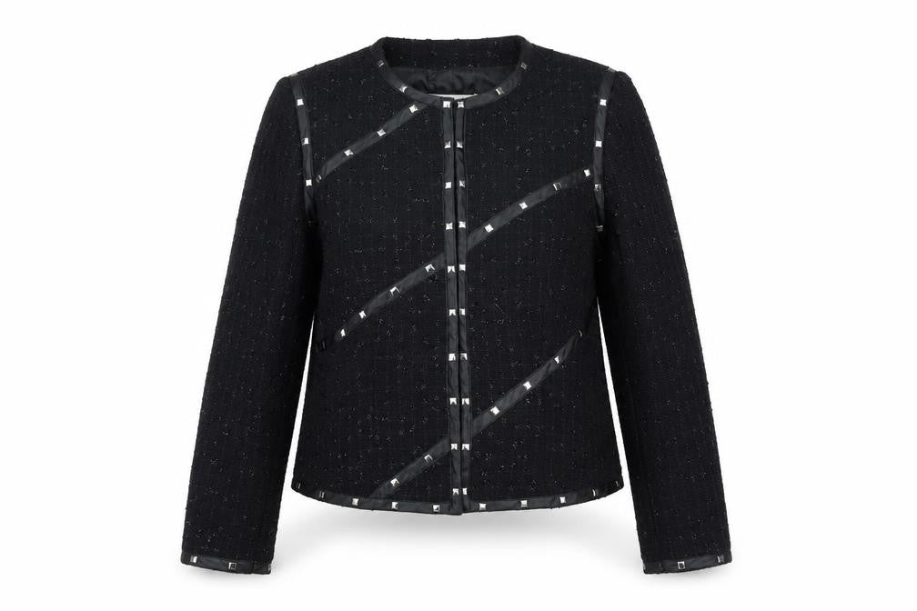 Front view of Zucchero Women's Black Tweed Jacket, size 8
