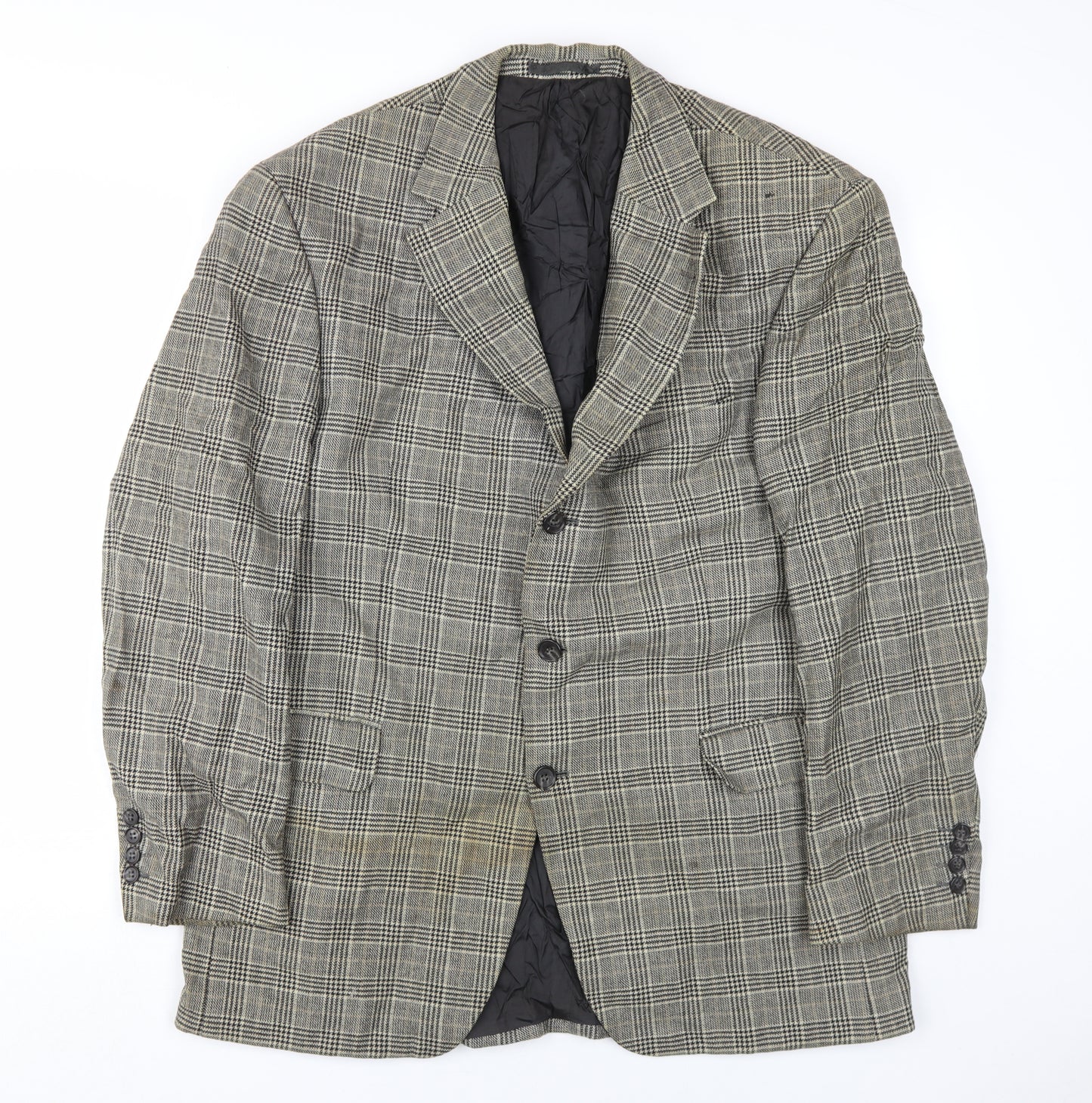 Atelier Torino Men's Grey Check Wool Blazer 41