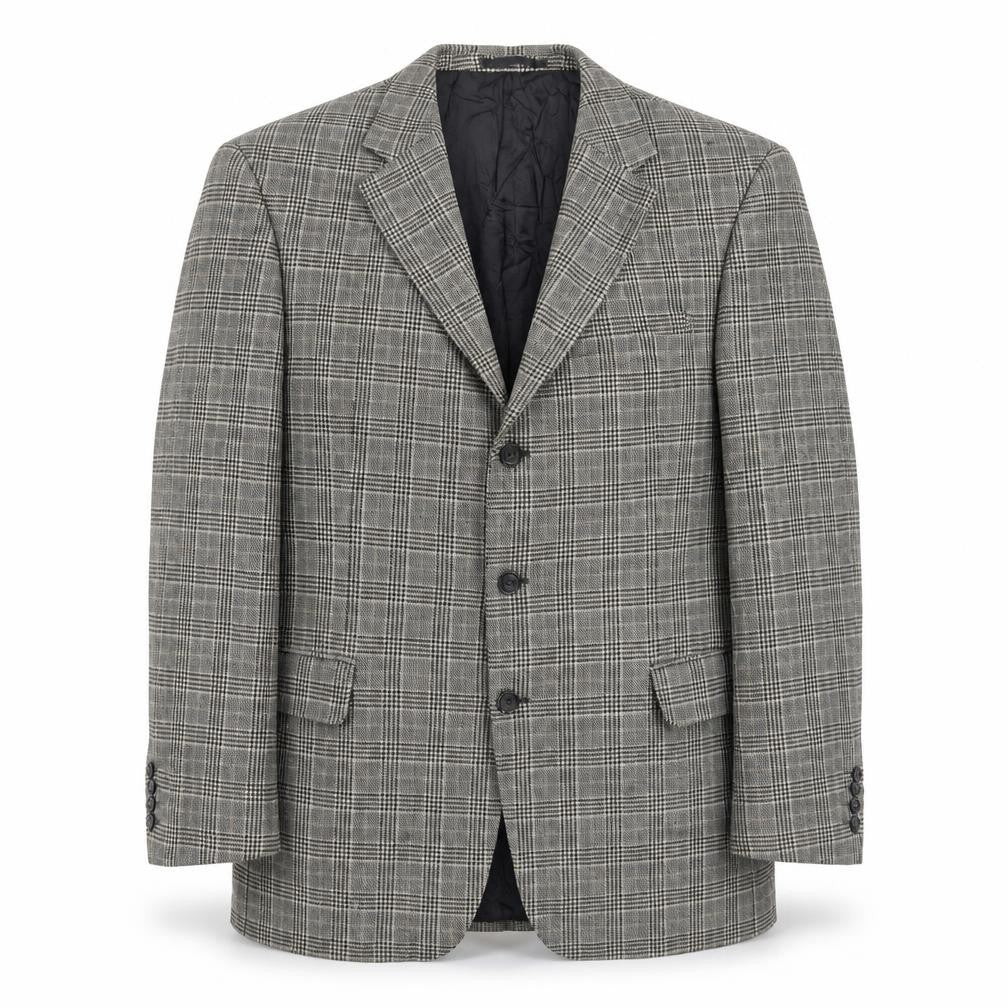 Front view of Atelier Torino Men's Grey Check Wool Blazer 41