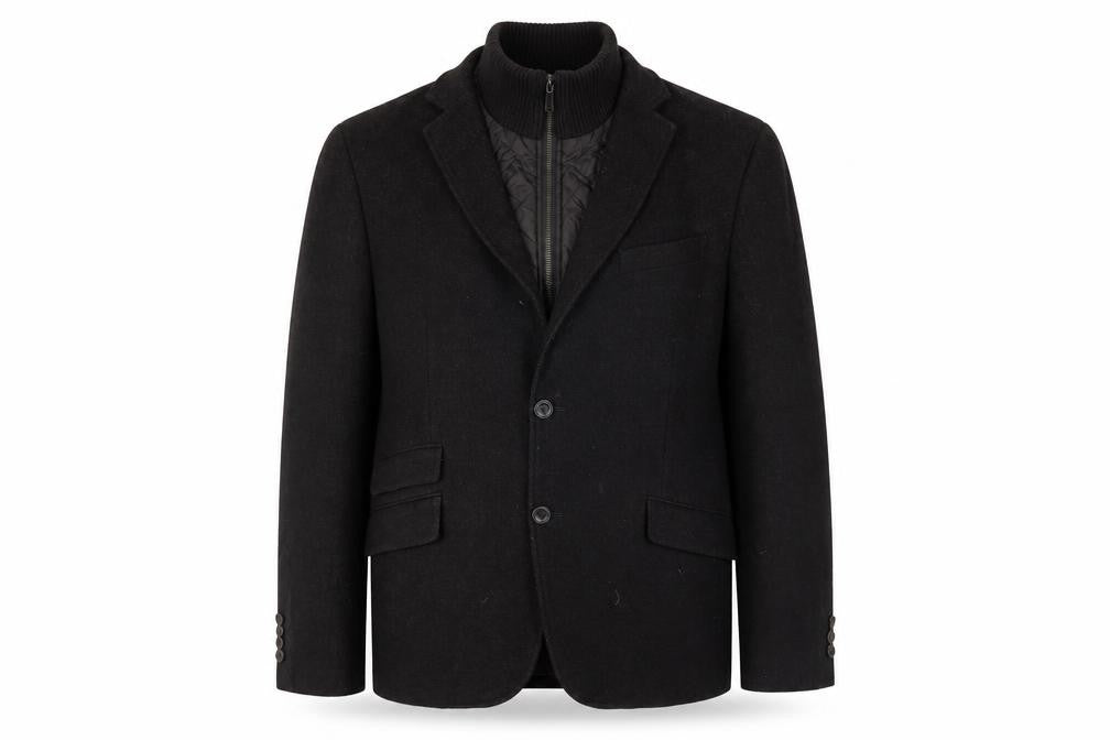 Front view of Linea Women's Black Wool Blazer, L, Classic Style