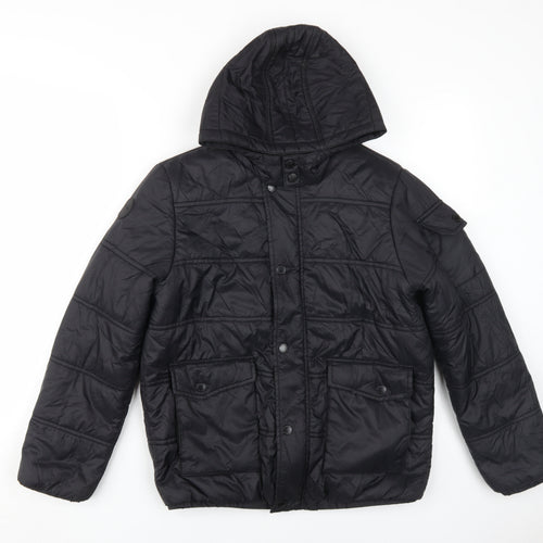 Firetrap Boys Black Puffer Jacket 13 Years Hooded Winter