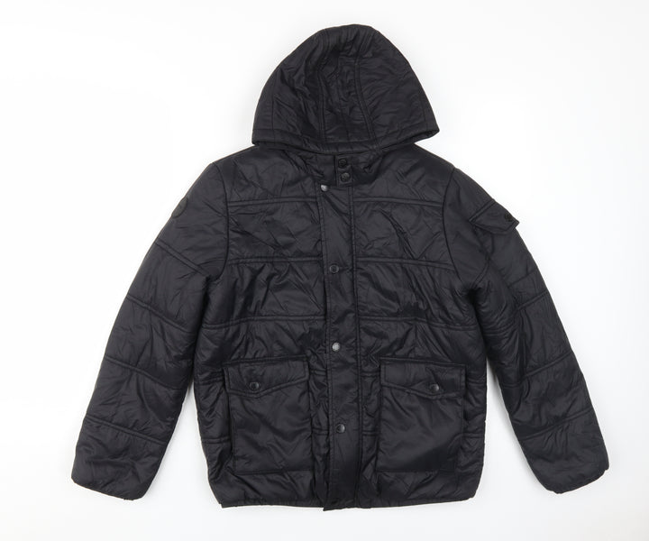Firetrap Boys Black Puffer Jacket 13 Years Hooded Winter