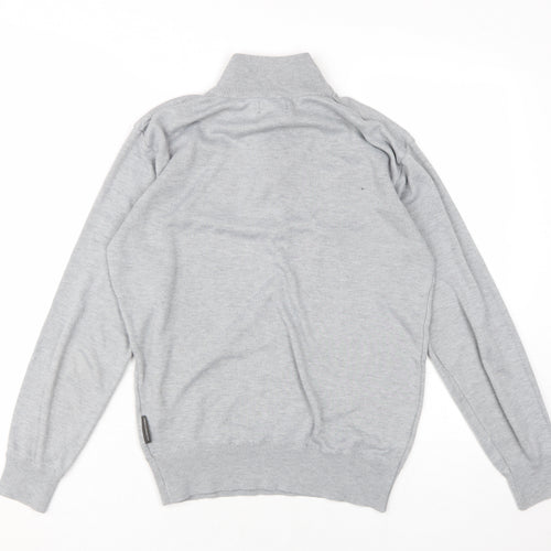 French Connection Men's Grey Full Zip Jumper Medium