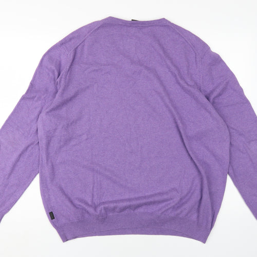 Hugo Boss Men's Purple V-Neck Pullover Jumper 2XL