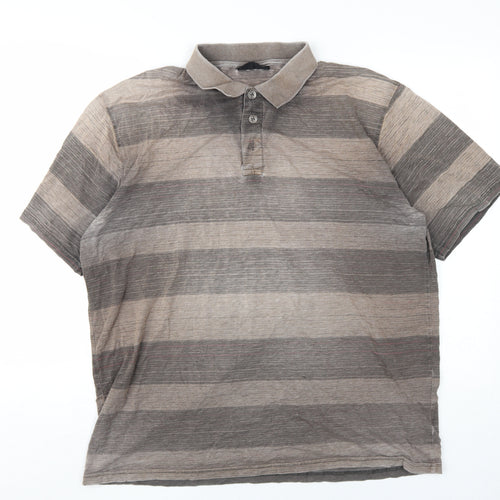 Chisel Men's Beige Striped Polo XXL, Cotton Blend