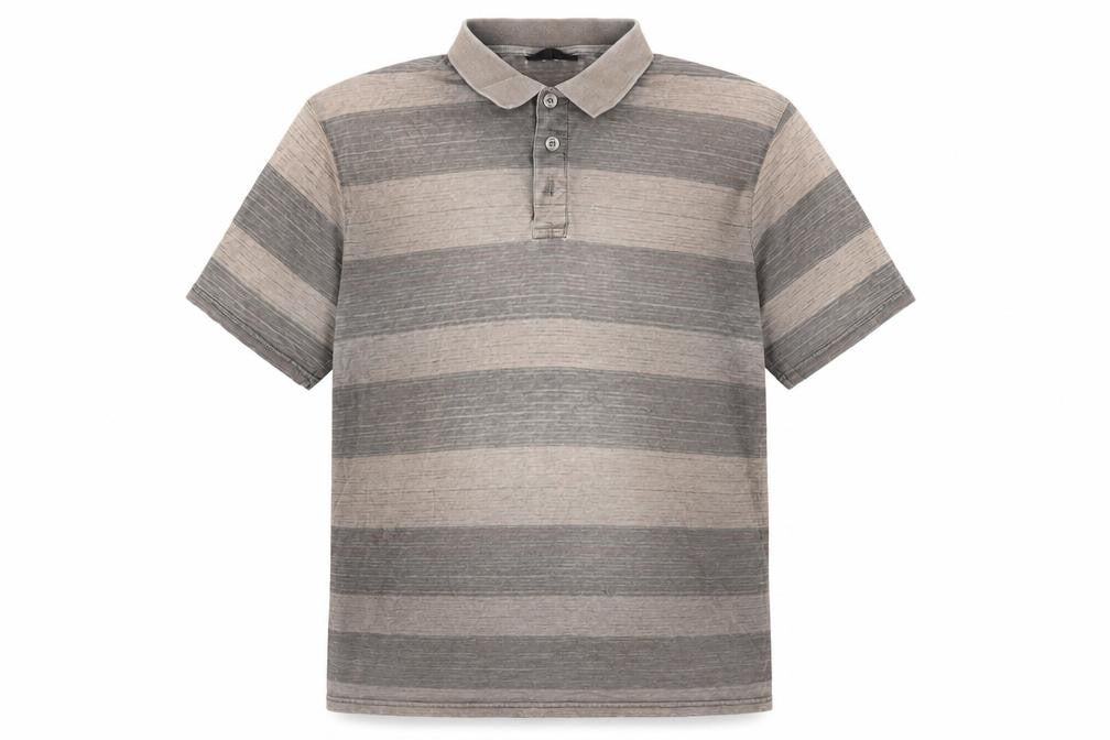 Front view of Chisel Men's Beige Striped Polo XXL, Cotton Blend