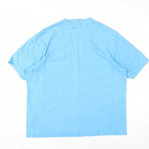 Marks and Spencer Men's Blue Crew Neck T-Shirt L
