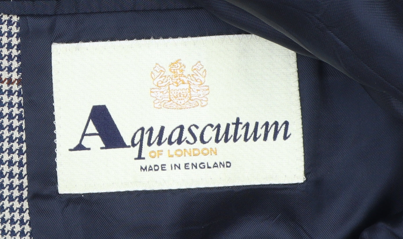 Aquascutum Men's Grey Checked Blazer, 42S