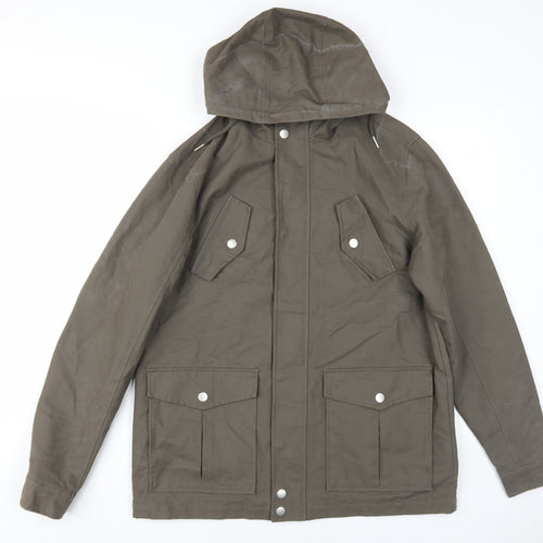 Villain Brown Parka Jacket M Unisex Hooded Cotton