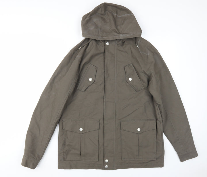 Villain Brown Parka Jacket M Unisex Hooded Cotton