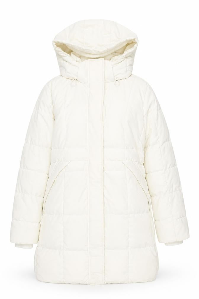 Front view of Lands' End Women's White XS Puffer Jacket