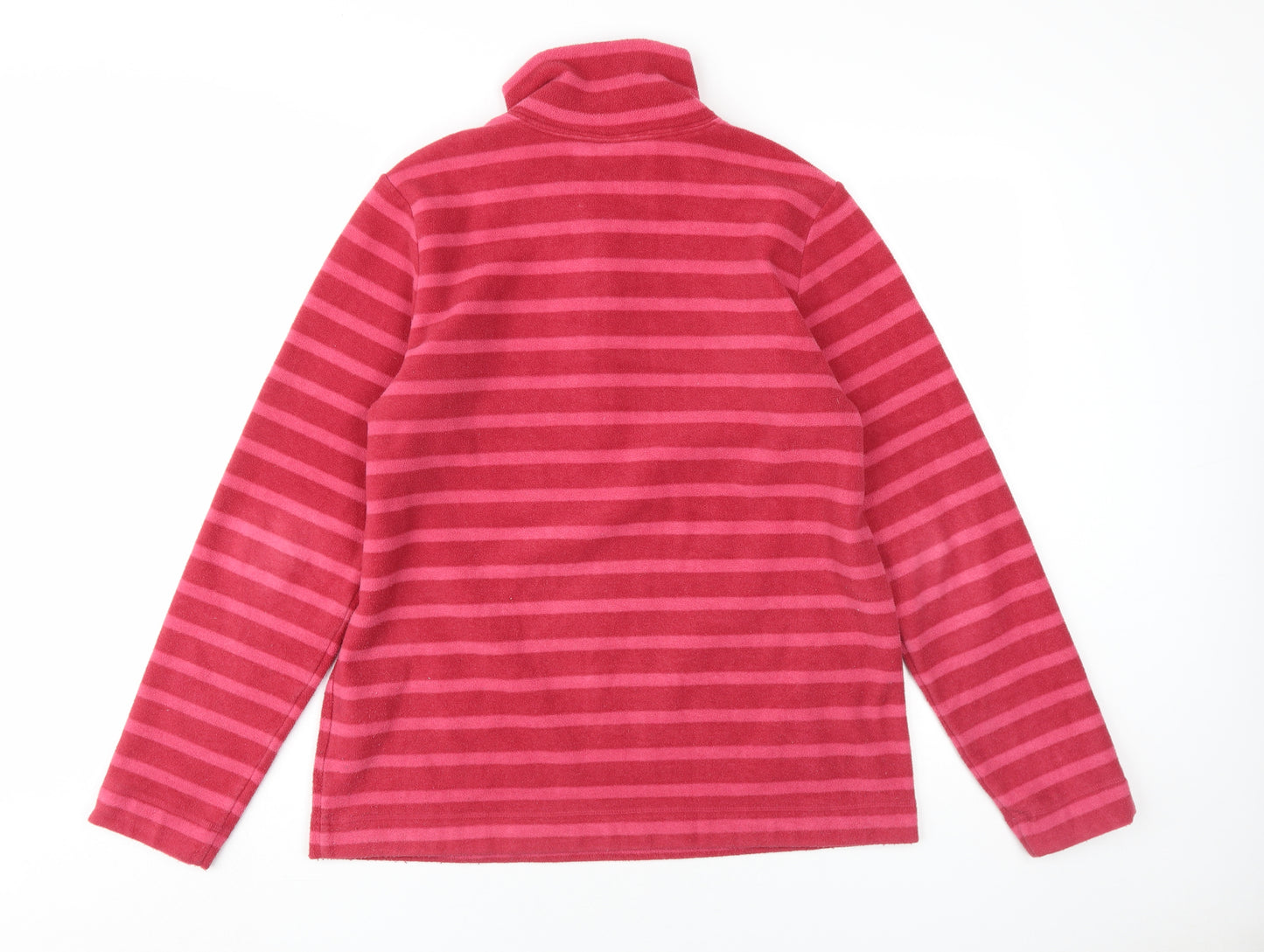 Lands' End Women's Pink Striped Henley Sweatshirt M