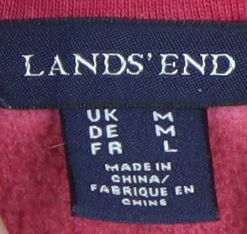 Lands' End Women's Pink Striped Henley Sweatshirt M