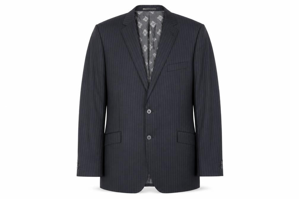Front view of Pierre Cardin Men's Black Striped Blazer, size 46R
