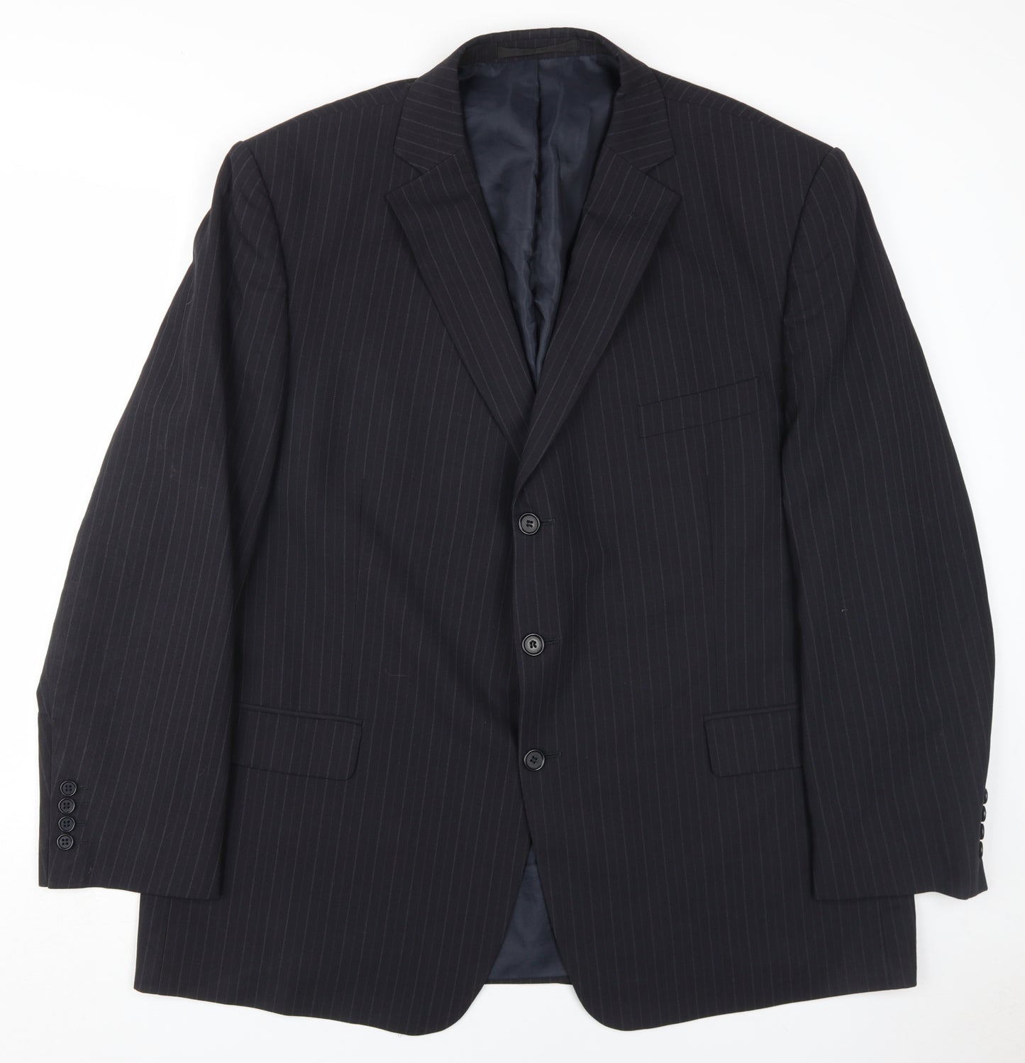 Marks and Spencer Men's Blue Striped Suit Jacket, Size 48R