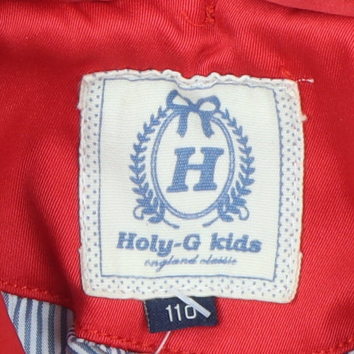 Holy-G Kids Red Rain Coat for Girls 4-5 Years