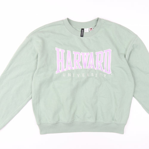 H&M Women's Green Pullover Sweatshirt Crew Neck Size S