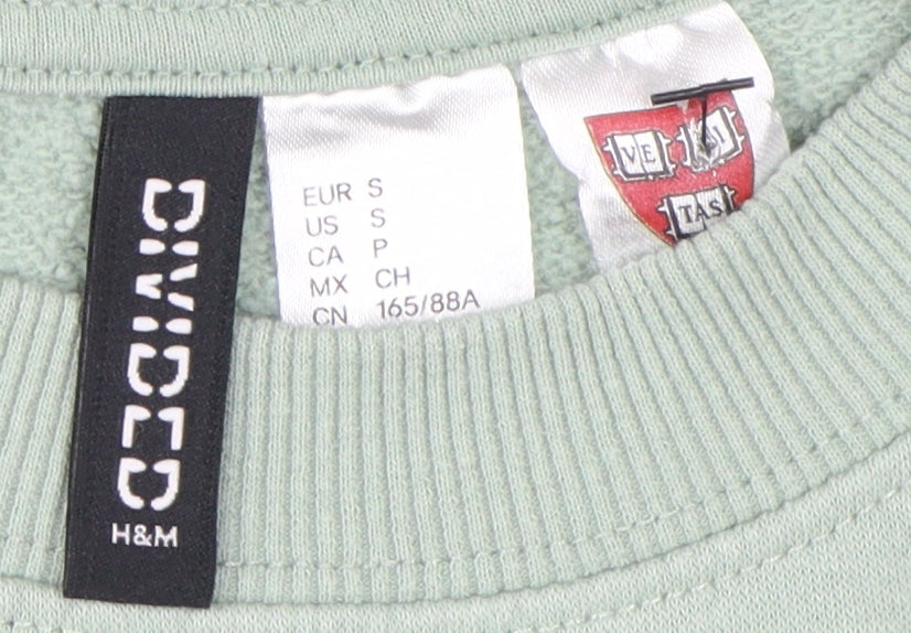 H&M Women's Green Pullover Sweatshirt Crew Neck Size S