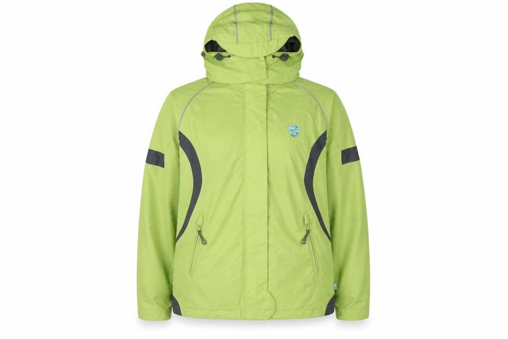 Front view of TCM Women's Green Hooded Rain Coat, size 14/16