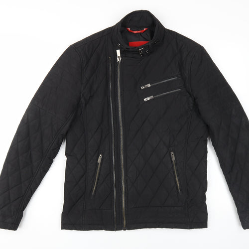Zara Men's Black Quilted Jacket, Size M, Casual Wear