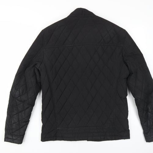Zara Men's Black Quilted Jacket, Size M, Casual Wear