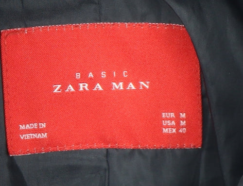 Zara Men's Black Quilted Jacket, Size M, Casual Wear