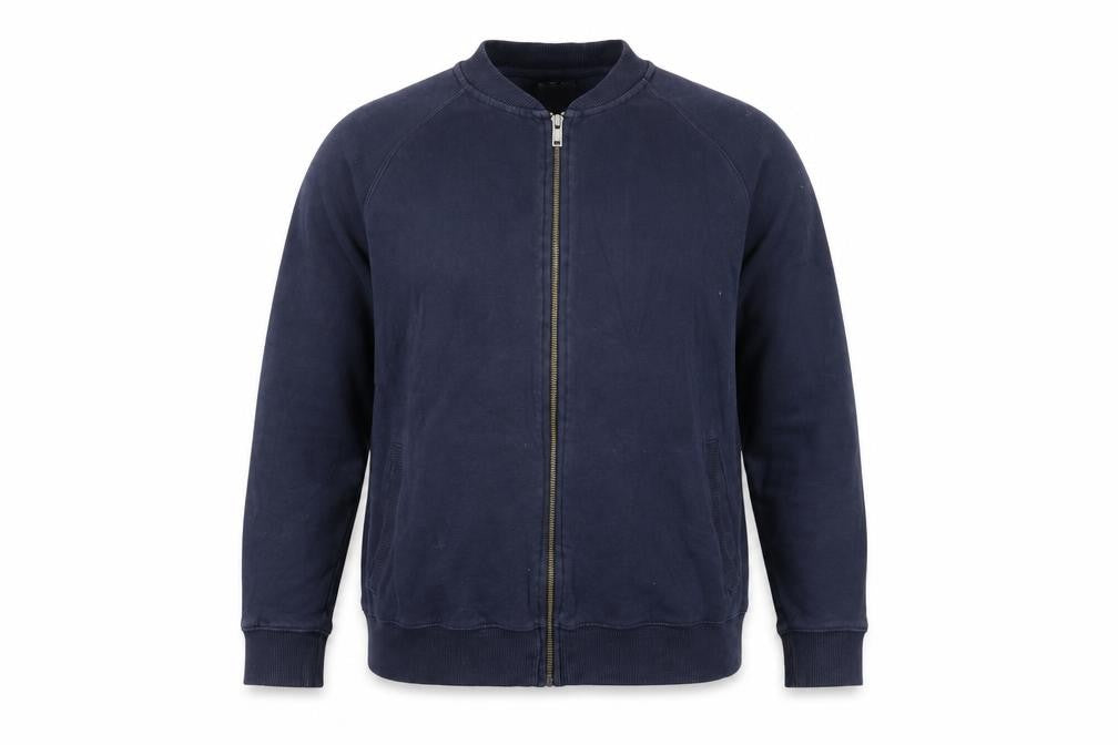 Front view of Burton Menswear Men's Blue Bomber Jacket, size L