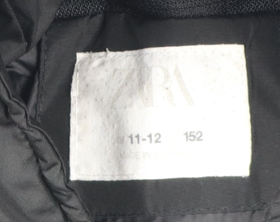Zara Boys Black Hooded Puffer Jacket 11-12 Years