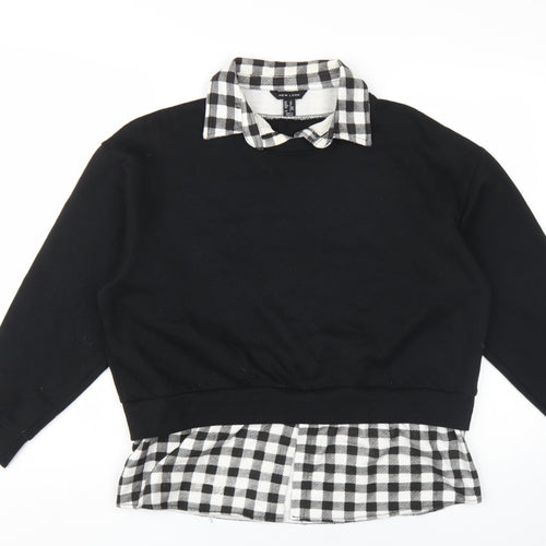 New Look Women's Black Check Collared Pullover, Size 10