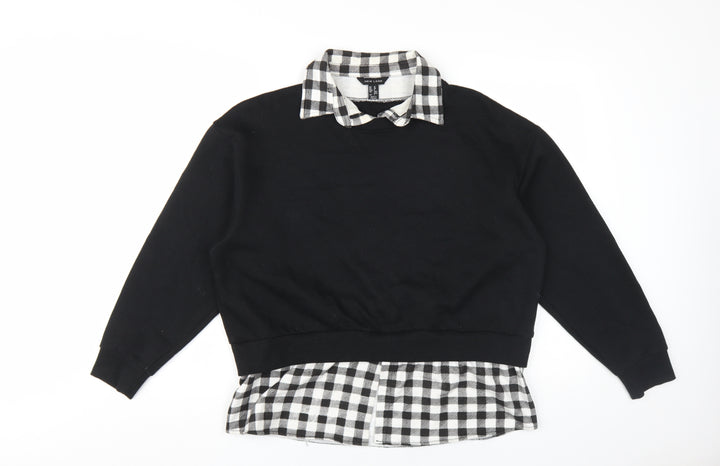 New Look Women's Black Check Collared Pullover, Size 10